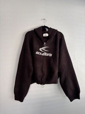 Scuffers Roots Brown Knit Zipper Hoodie